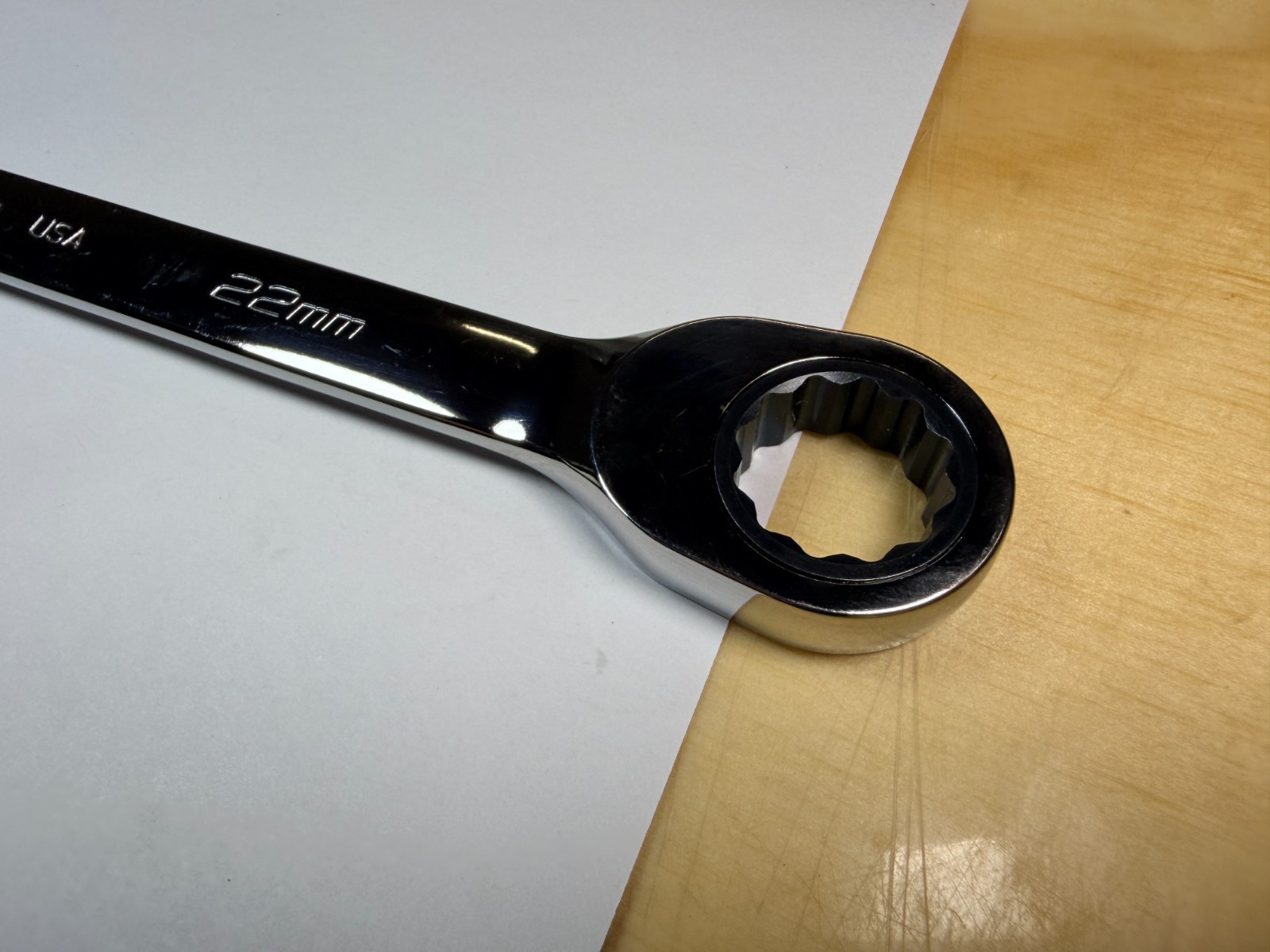 Snap-on Tools NEW 22mm Metric 0° Non-Reversing Ratcheting Combo Wrench OXRM22A