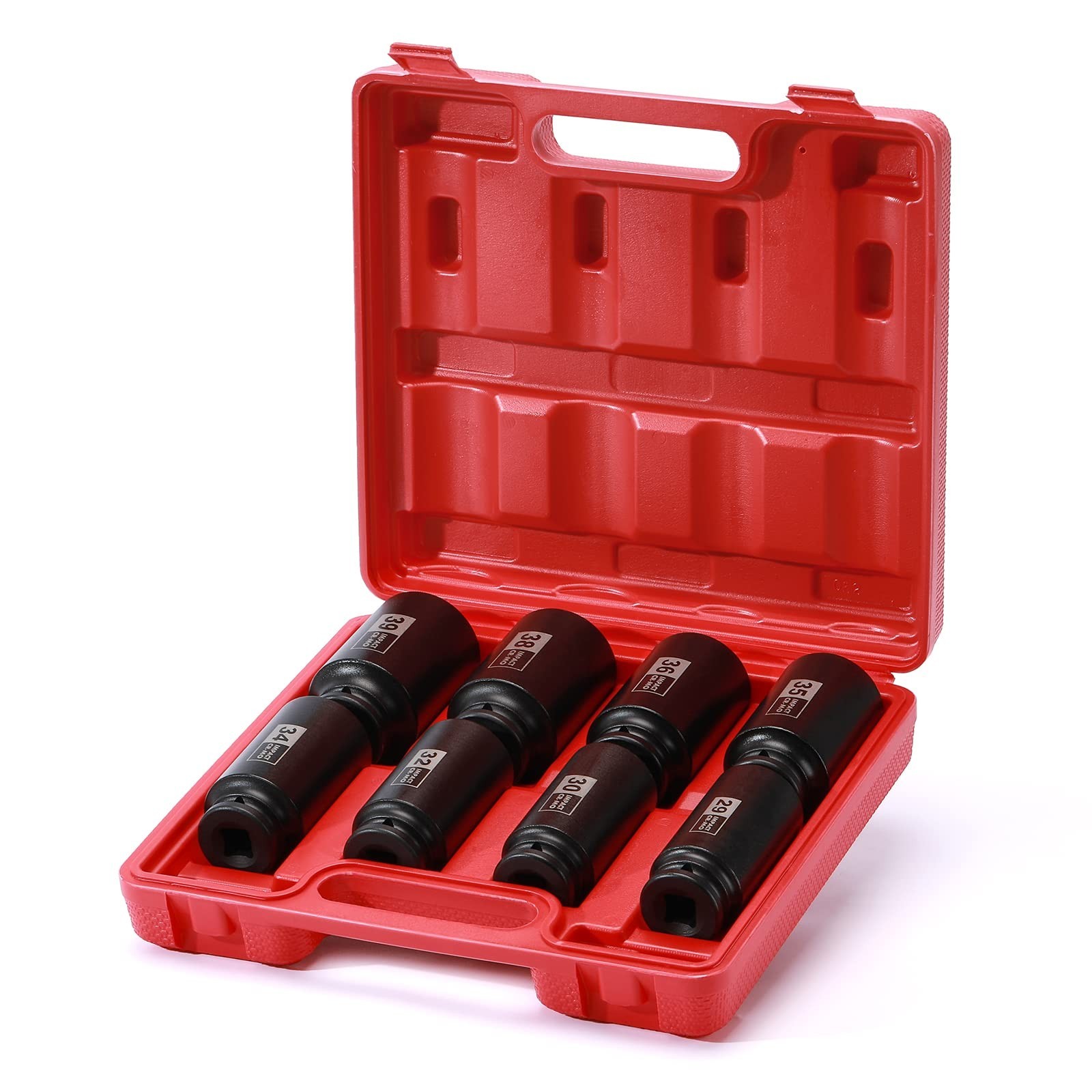 8PCS 1/2″ Drive Deep Metric Impact Socket Set, 12 Point Axle Nut, CR-MO, 29-39mm