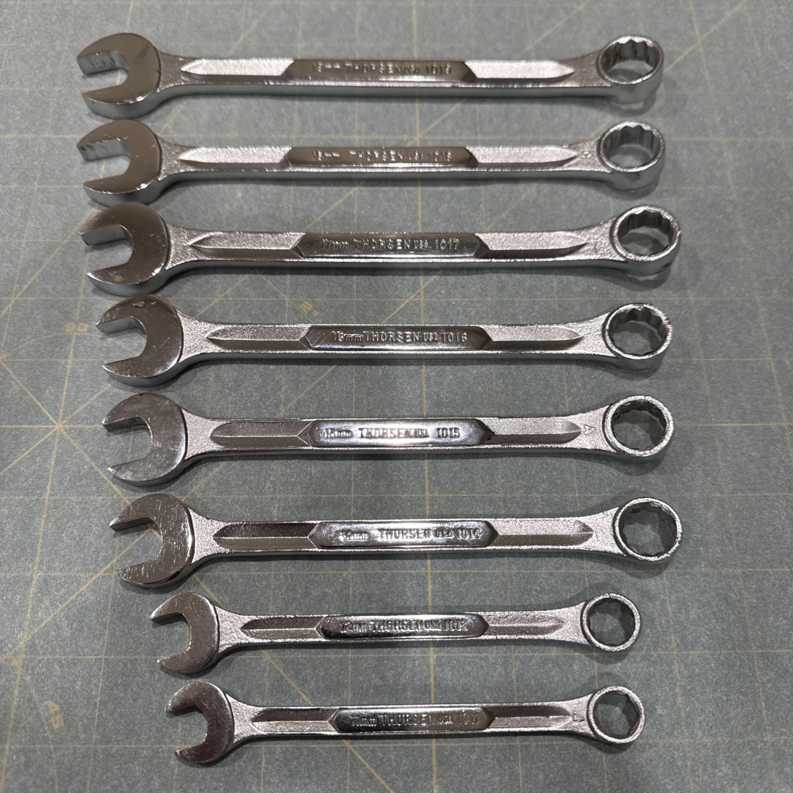 Vintage Thorsen 8 Piece Metric Combination Wrench Set Made in USA