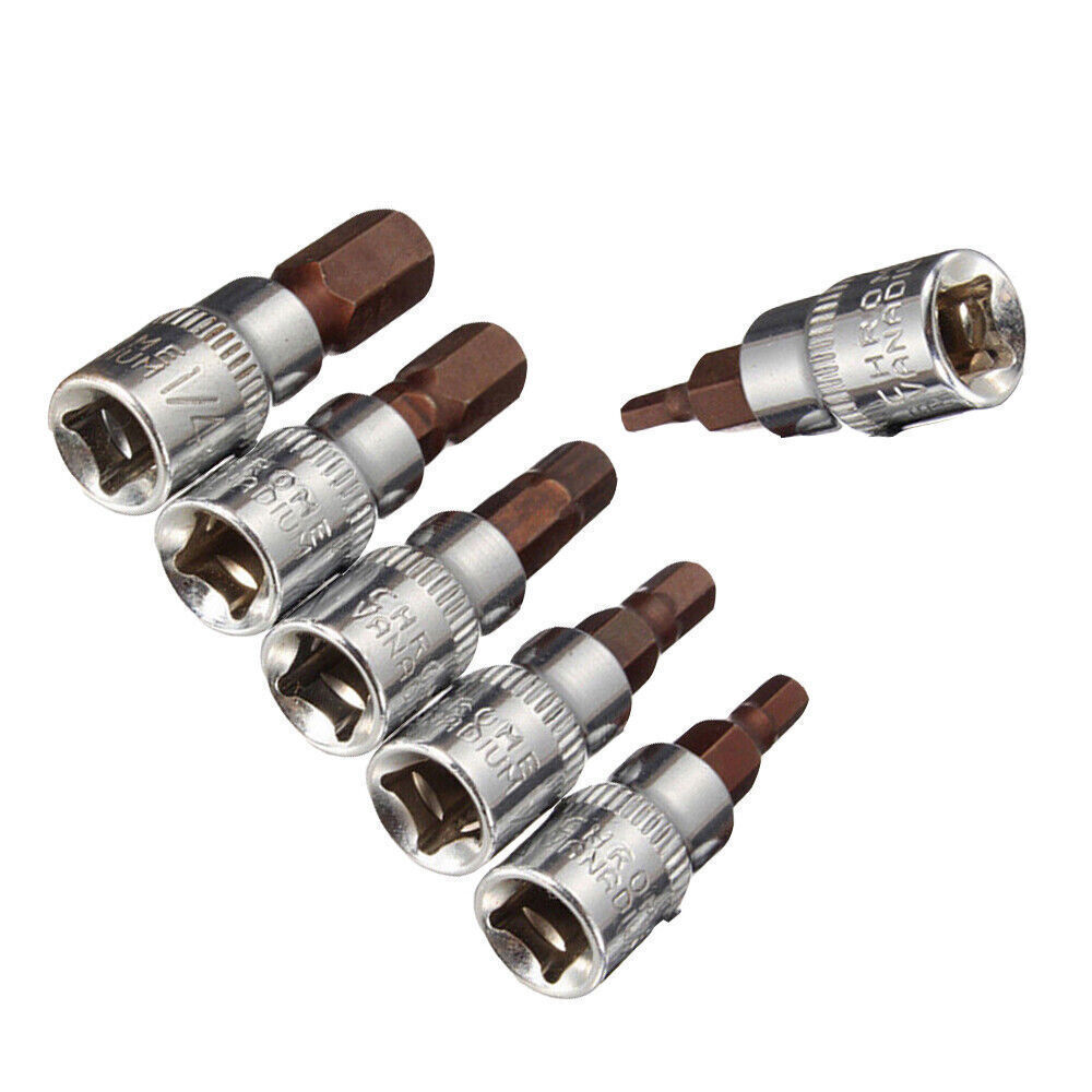 6pcs 3-8mm 1/4inch Hexagonal Drive Metric Hex Bit Sockets Nutdrivers Tools Set