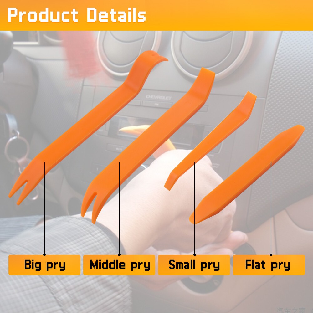4PCS Car Removal Disassembly Tools Pry Plastic Dash Panel Fastener Clips Clamps
