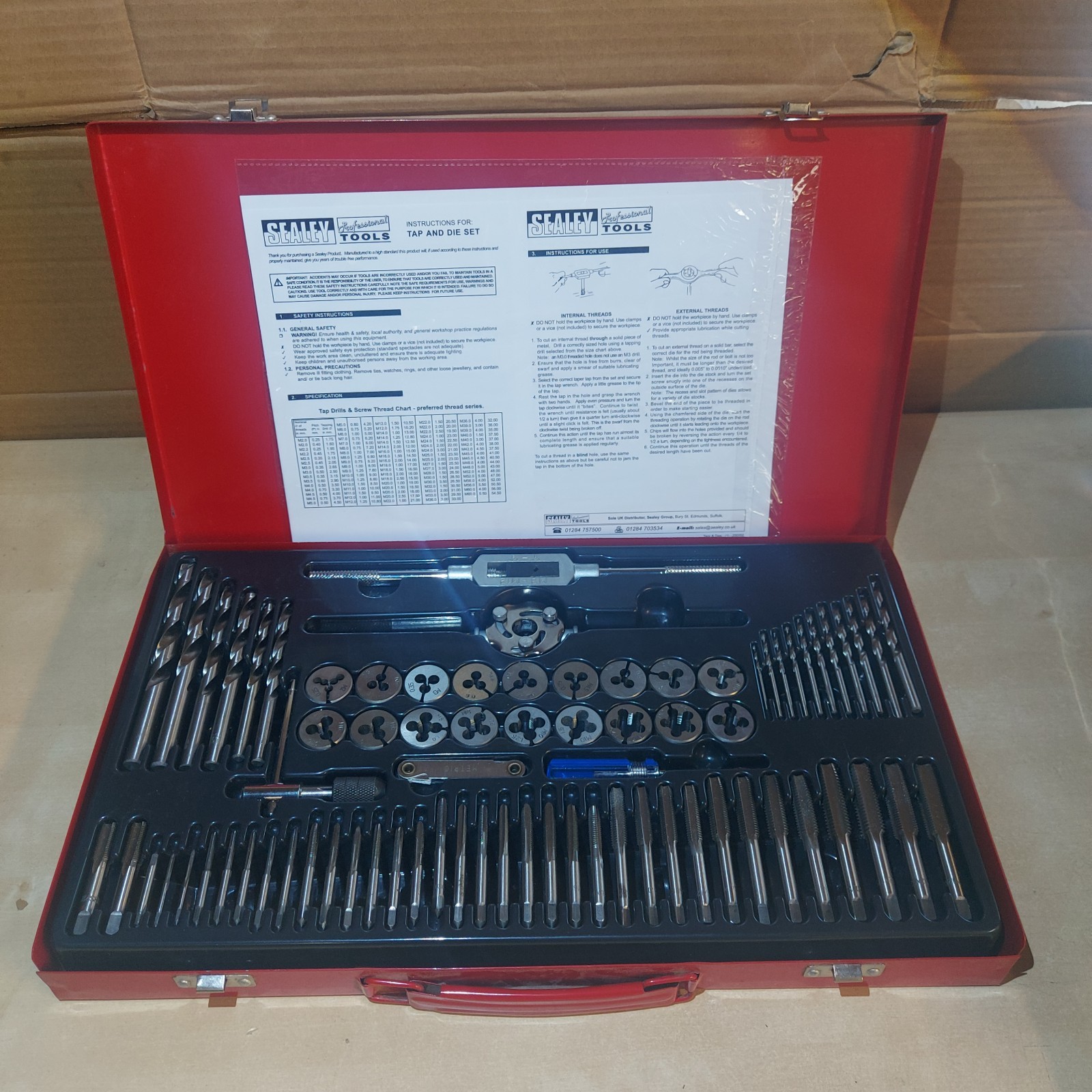 Sealey AK3076 76 Piece Tap & Die Set – Metric Fine & Coarse Metal Case