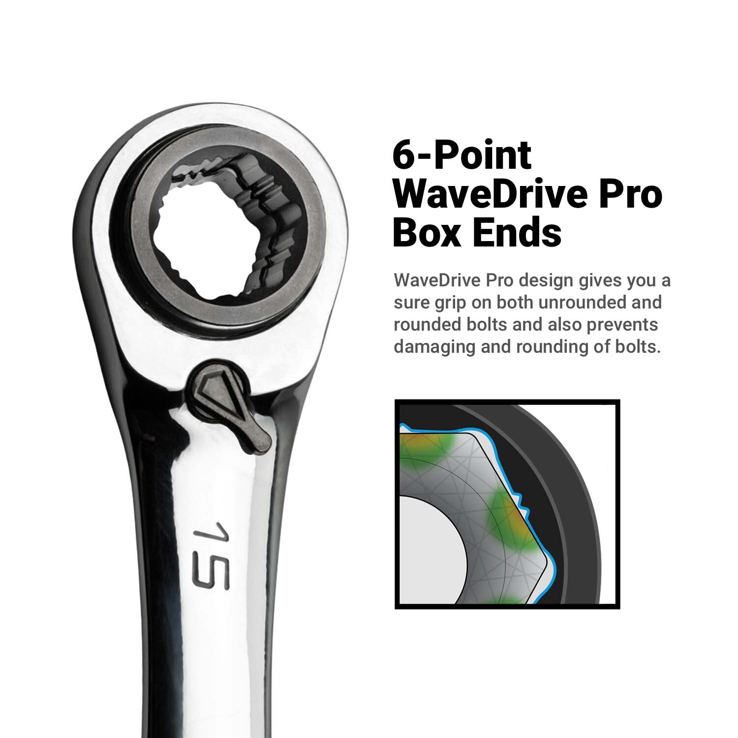 Capri Tools 4-in-1 120-Tooth Box End Ratcheting Wrench, Metric & SAE Sizes