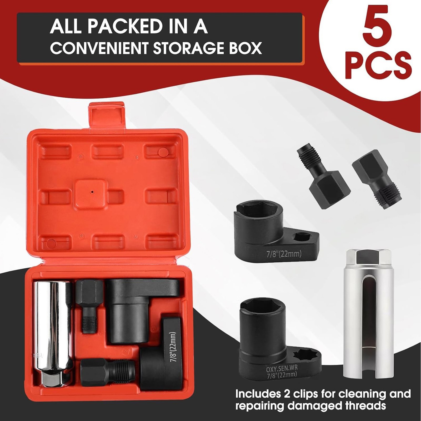 Auto Oxygen Sensor Socket Wrench Set Home Oxygen Sensor Thread Finishing Tool