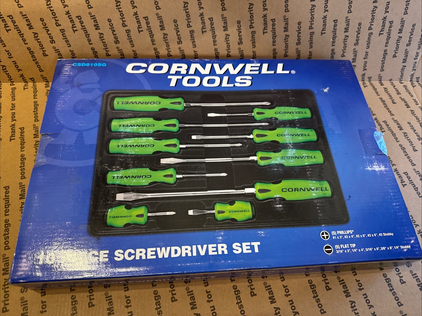 Cornwell Tools 10pc. Screwdriver Set Green Flat & Philips (CSD810SG)