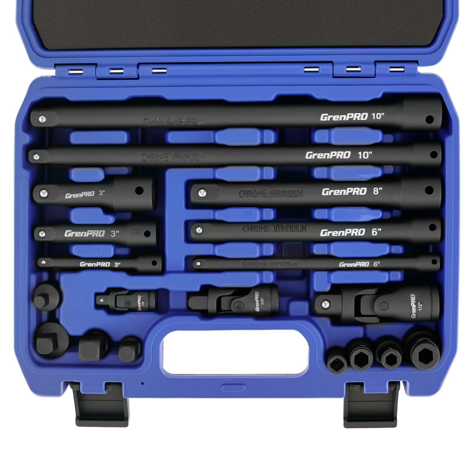 19-Piece Impact Socket Extension Set with Universal Joints & Ratchet Adapters