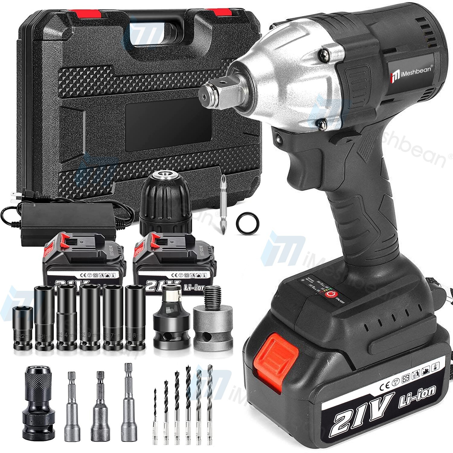 800Nm Cordless Electric Impact Wrench 1/2» Gun High Power Driver Li-ion Battery