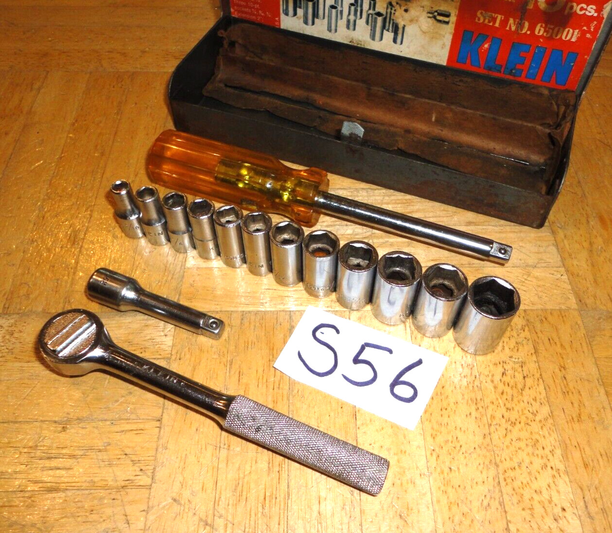 KLEIN TOOLS 16 PIECE 1/4 DRIVE GENERAL SERVICE SET 7 IN CASE 65001 VINTAGE 60’S
