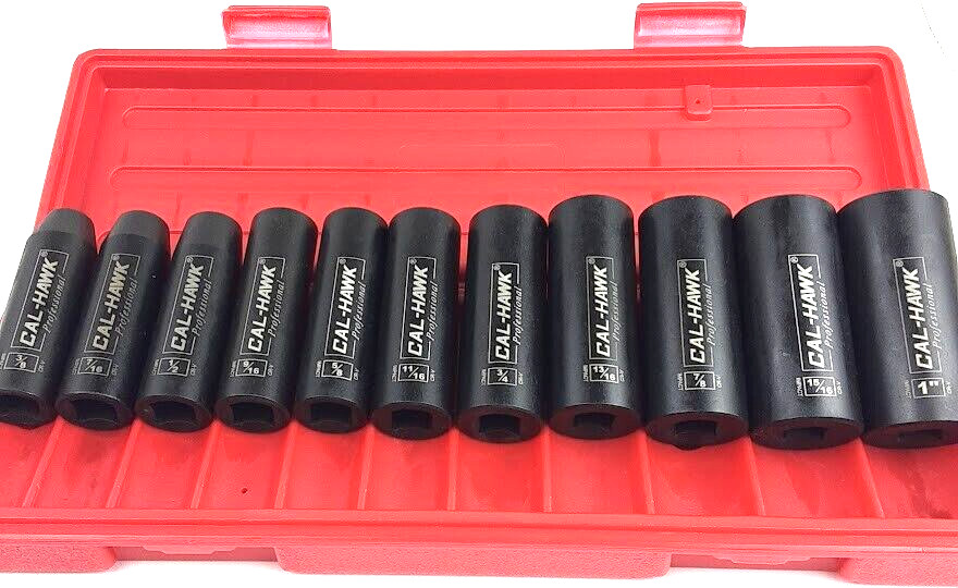 11 pc 1/2″Dr. 6 POINT SAE Deep Impact Socket Chrome Vanadium CRV 3/8″ To 1″ Set