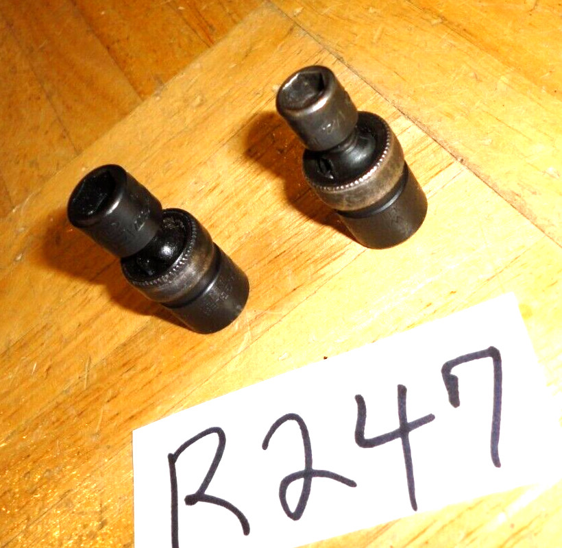 SNAP-ON TOOLS 2 PIECE 1/4 DRIVE SWIVEL IMPACT SOCKETS 1 USED 1/4 AND 1 NEW 5/16