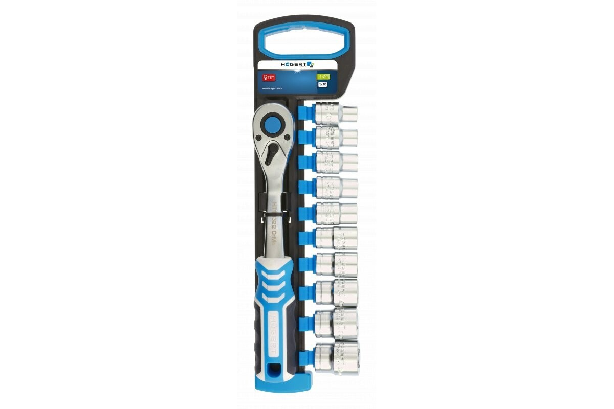 1/2″ Sockets with Ratchet Handle 72T Set of 11 pcs – HT1R332 of Hogert