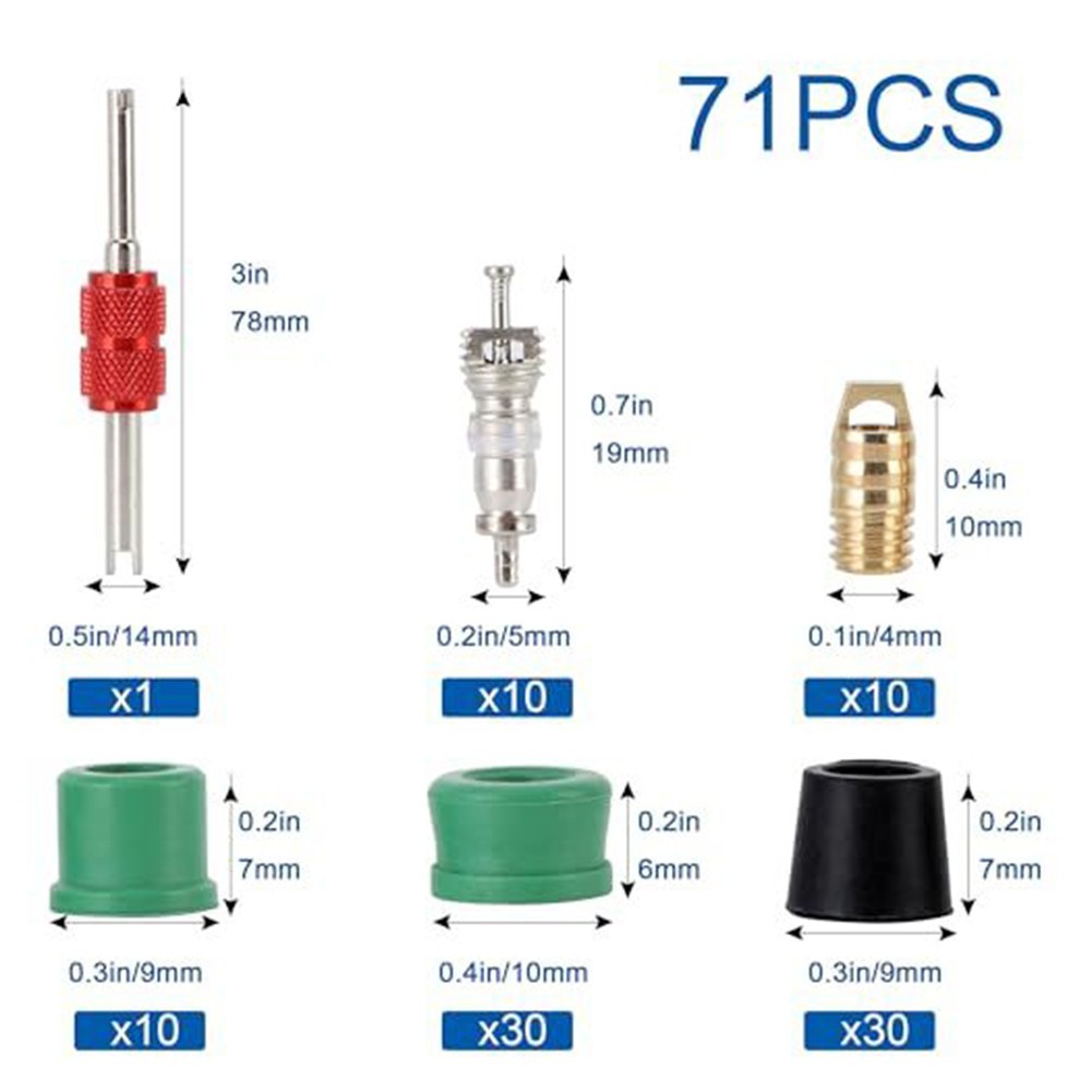 Efficient AC Repair Tool Set 71pcs Including Valve Cores and Accessories