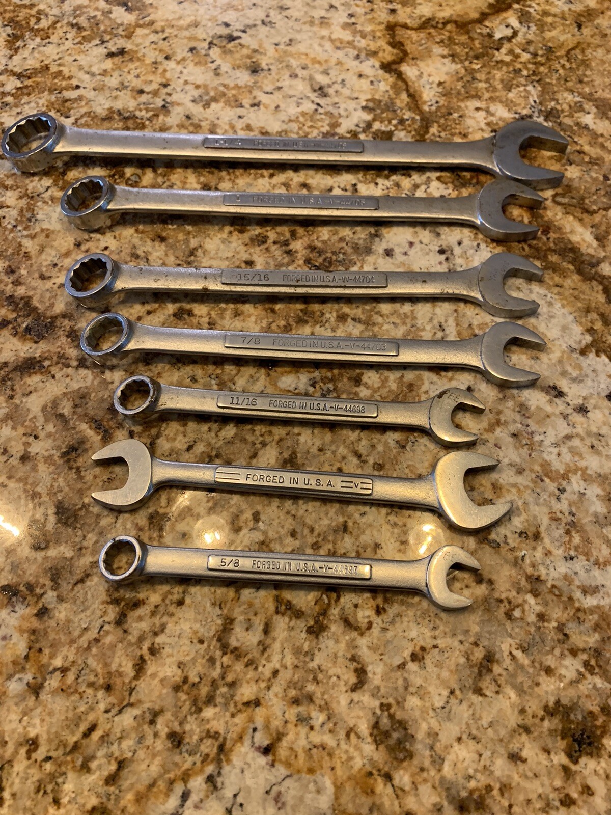 Lot of 7 Craftsman 1” 1-1/16″ 15/16″ 1.25″ 7/8″ 5/8″ 3/4″ 11/16″ Wrenches -V-