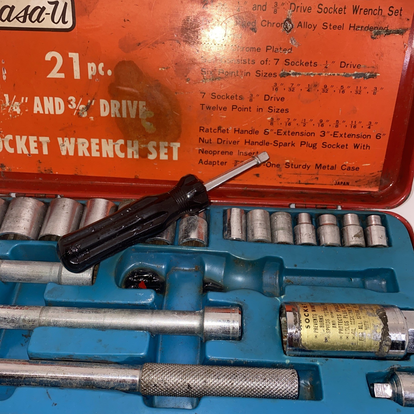 Ratchet & Socket Set 21pc Japan 1/4″ & 3/8″ Drive w/Extensions , NASA-U No. 4921