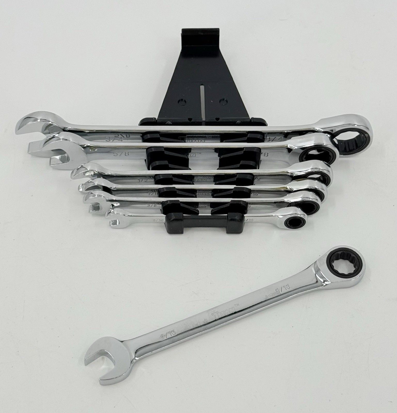 Titan Tools 17350 Combination Ratcheting Wrench Set 7 Piece SAE NEW NWOP
