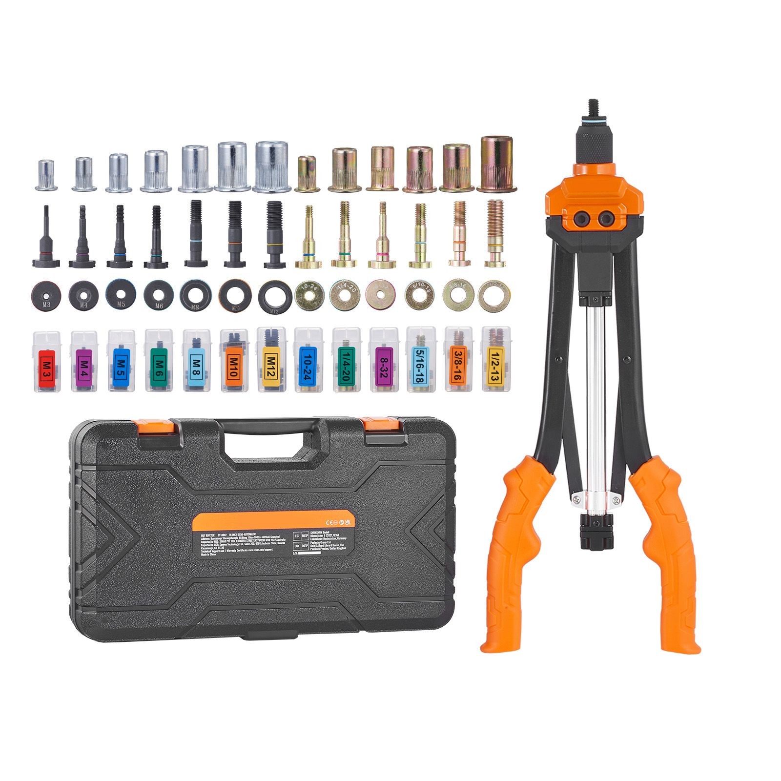 Rivet Nut Tool Semi-Auto 16in Alloy M3-M12 SAE