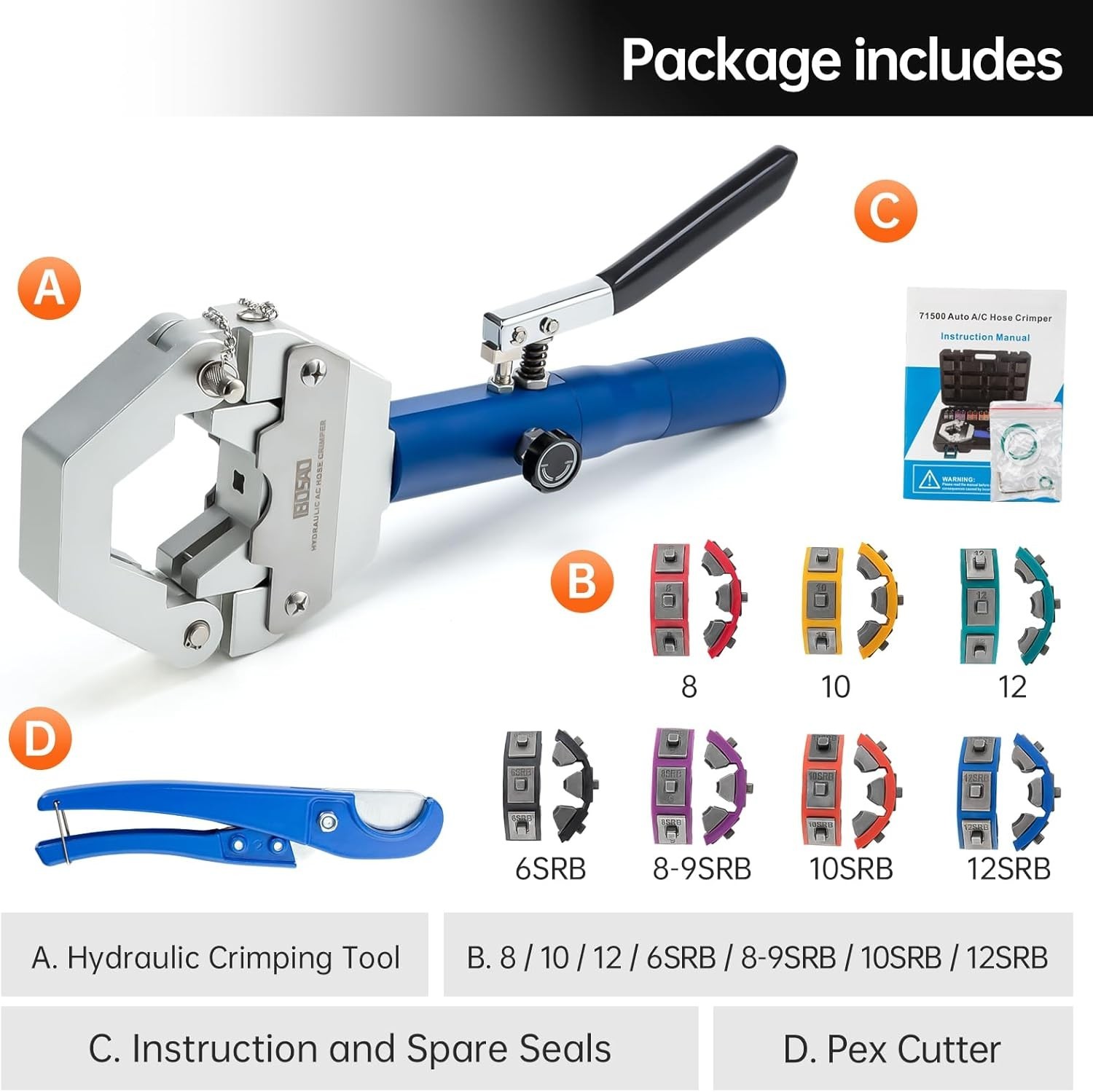Durable Hydraulic AC Hose Crimper Kit 71500 – Beadlock Fittings Air Conditioning