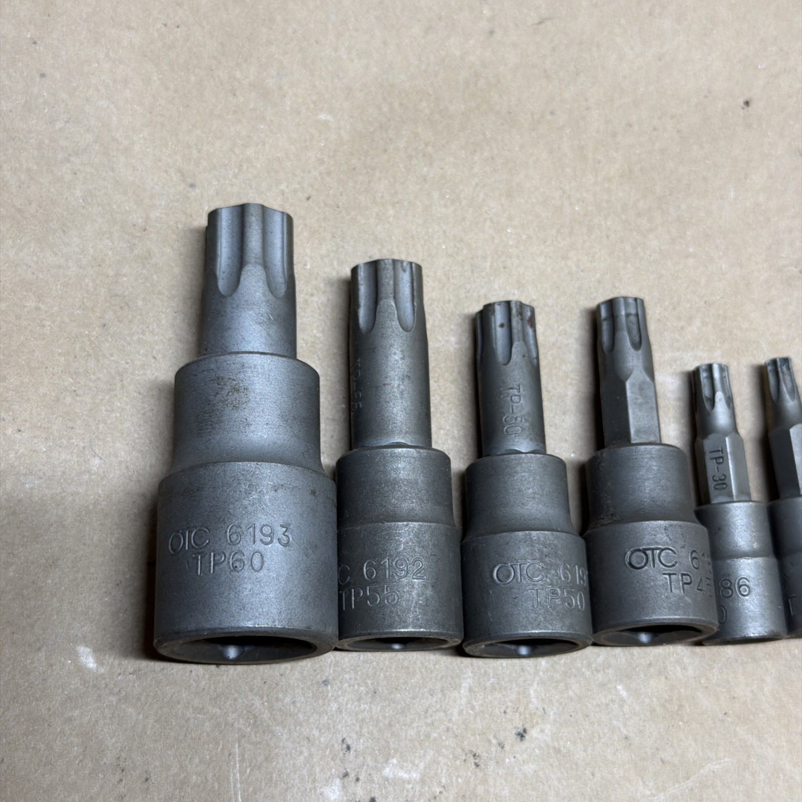 OTC Torx Plus Bit Sockets Lot of 10 TP(70,60,55,50,45,30,25,20,15,10,8) Used Lot