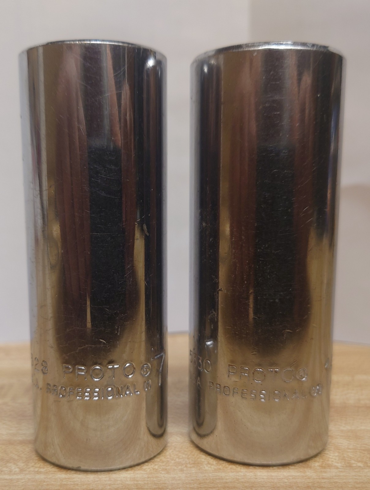 LOT OF 2 PROTO PROFESSIONAL 1/2 DRIVE 12 POINT DEEP SOCKETS NR 7/8, 15/16