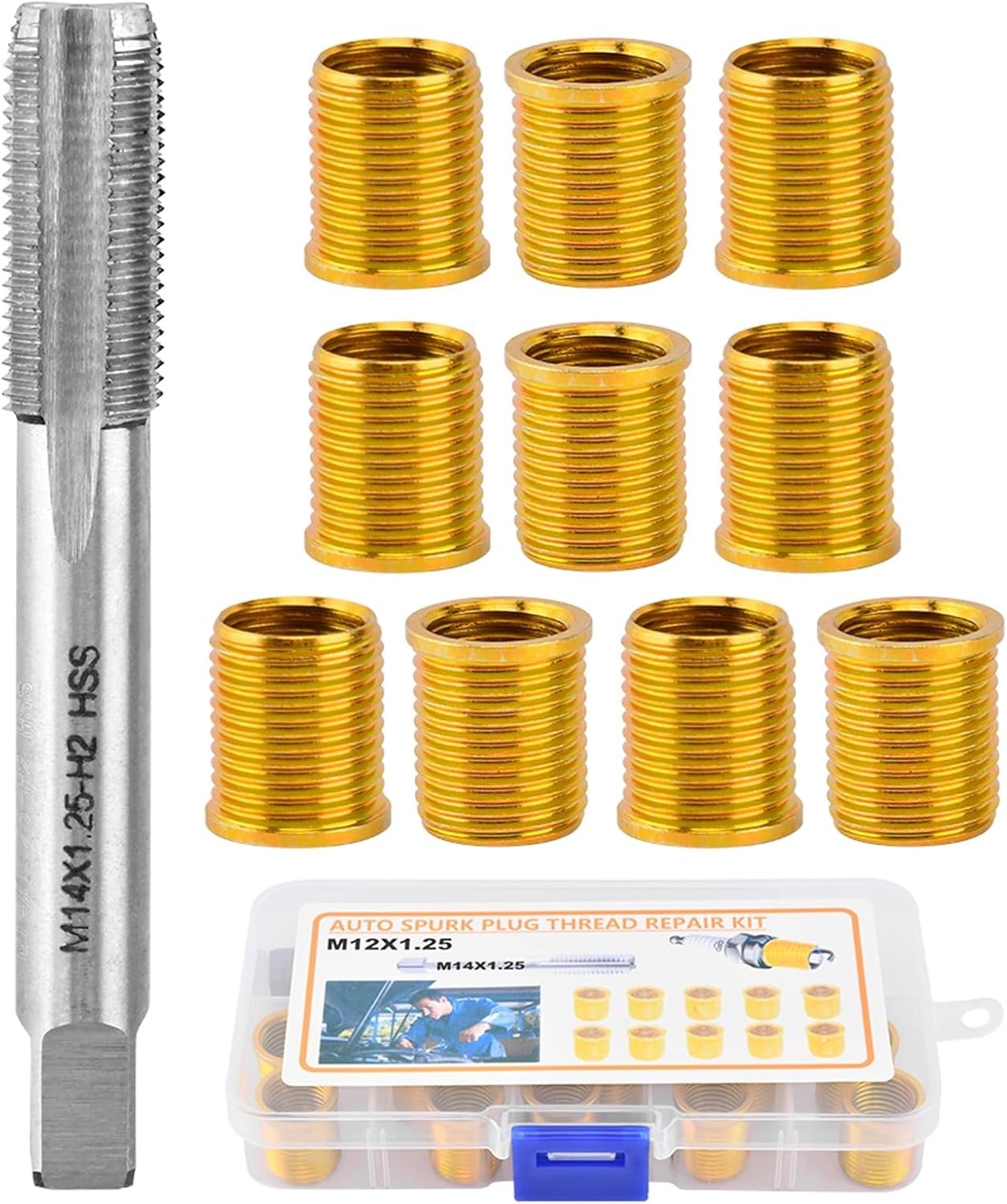 12Mm X 1.25 Helicoil Kit, m12x1.25 Spark Plug Thread Repair kit 12 Insert m…