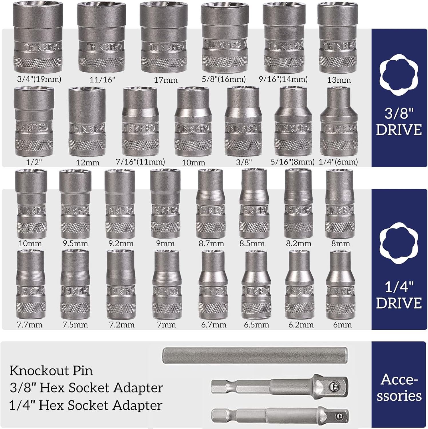 Bolt Extractor Kit, 32PCS Rounded Bolt Remover, Extractor Socket Set for Removin