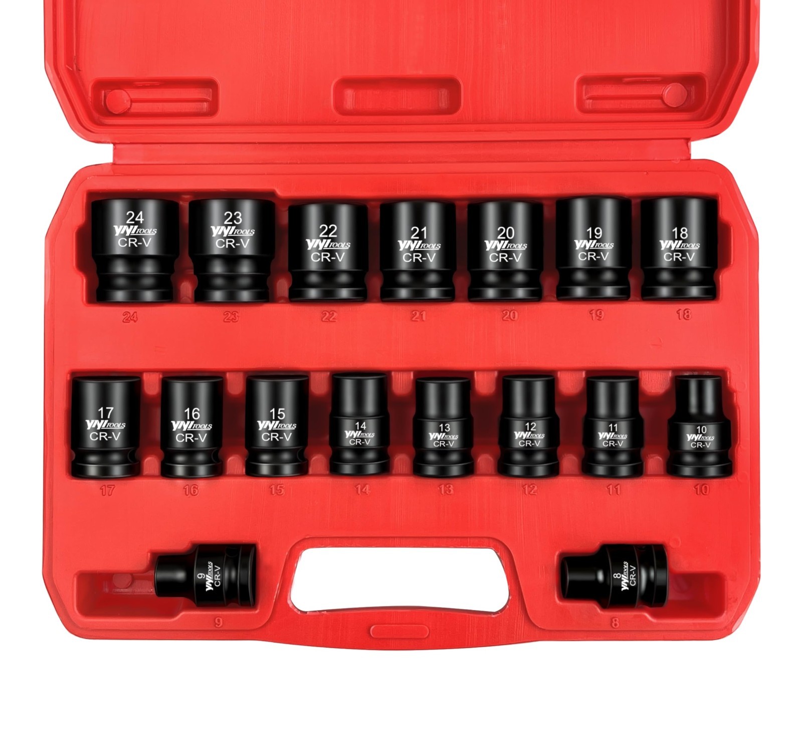 17Pcs 1/2″ Drive Shallow Impact Socket Set, Metric 6-Point CR-V Steel for Auto R