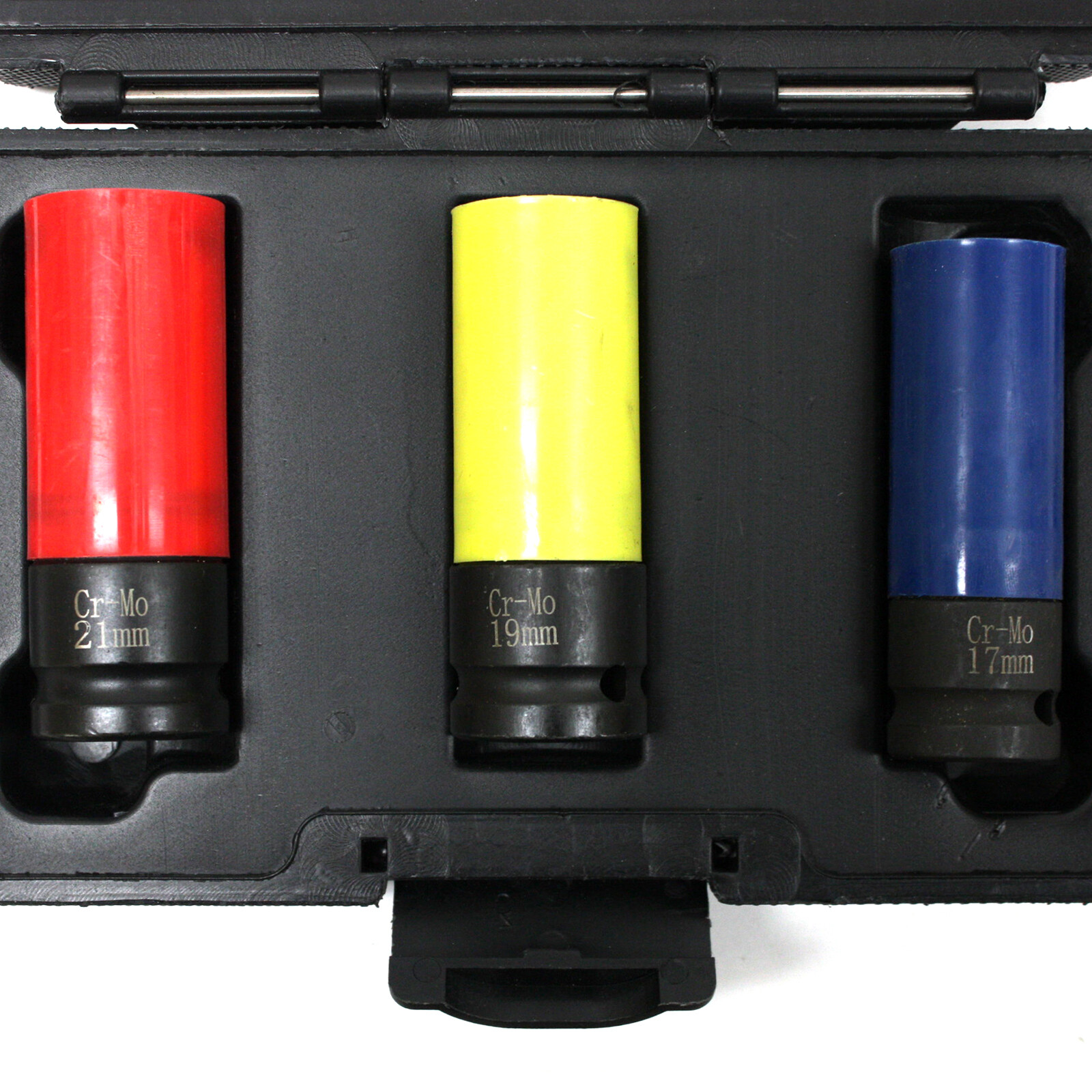 3 pc 1/2″ Drive Metric Impact Lug Nut Socket Set Thin Wall 17 19 21 mm w/ Sleeve