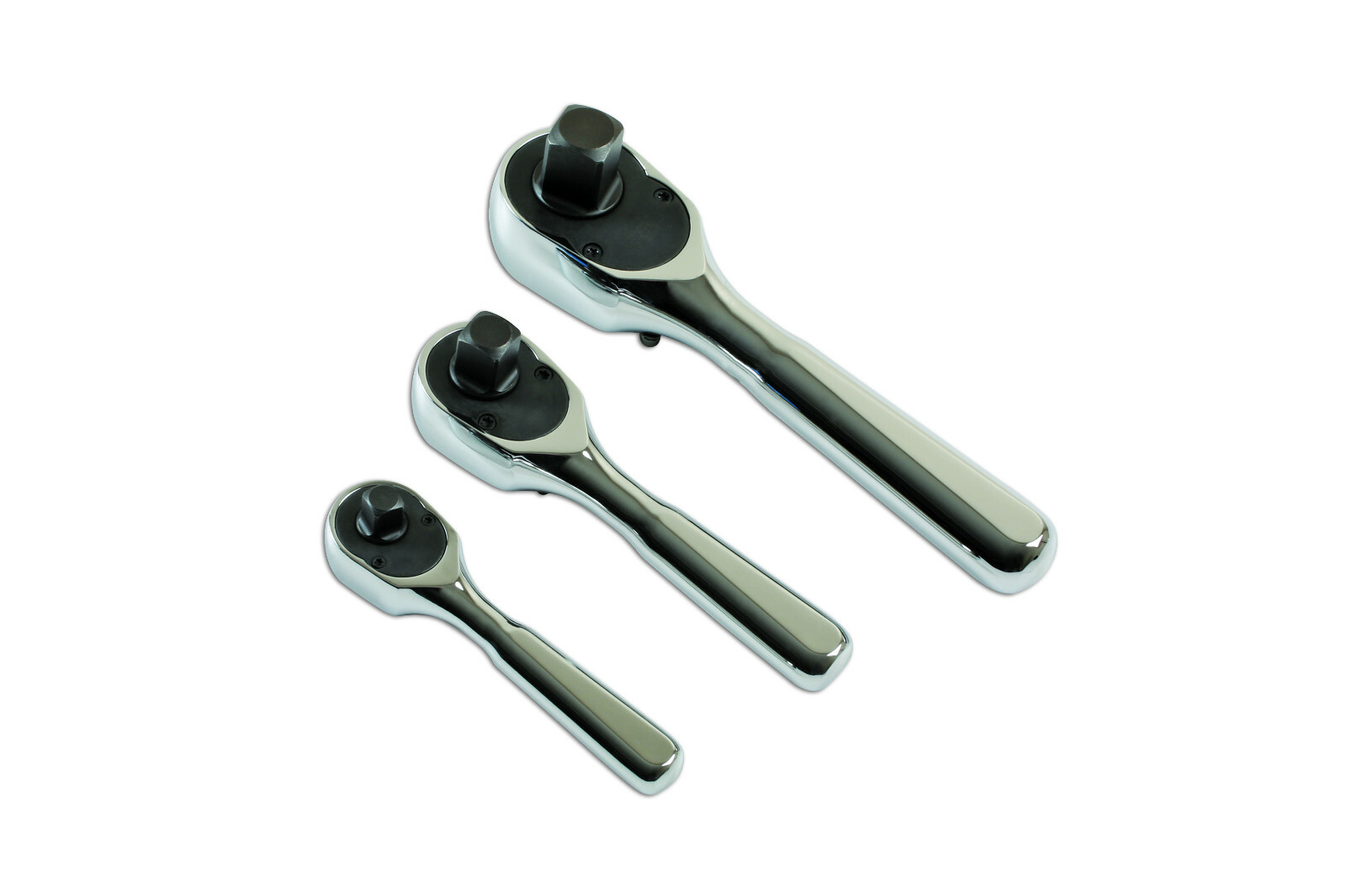 Laser 7388 Stubby Ratchet Set 3pc Fine 108 Teeth 1/4 3/8 1/2 Drive + Foam