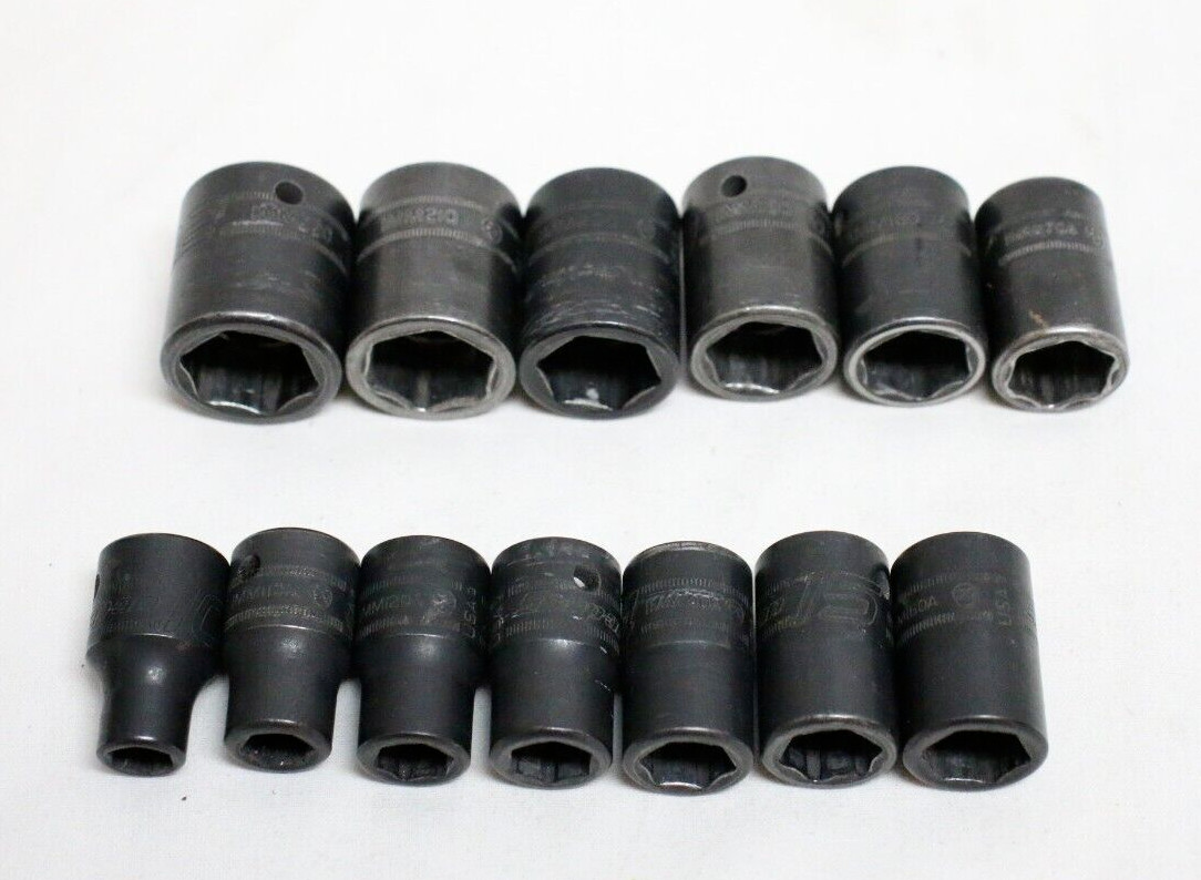Snap-On IMM220 IMM210 IMM200 1/2 6PT metric shallow impact socket LOT OF 13