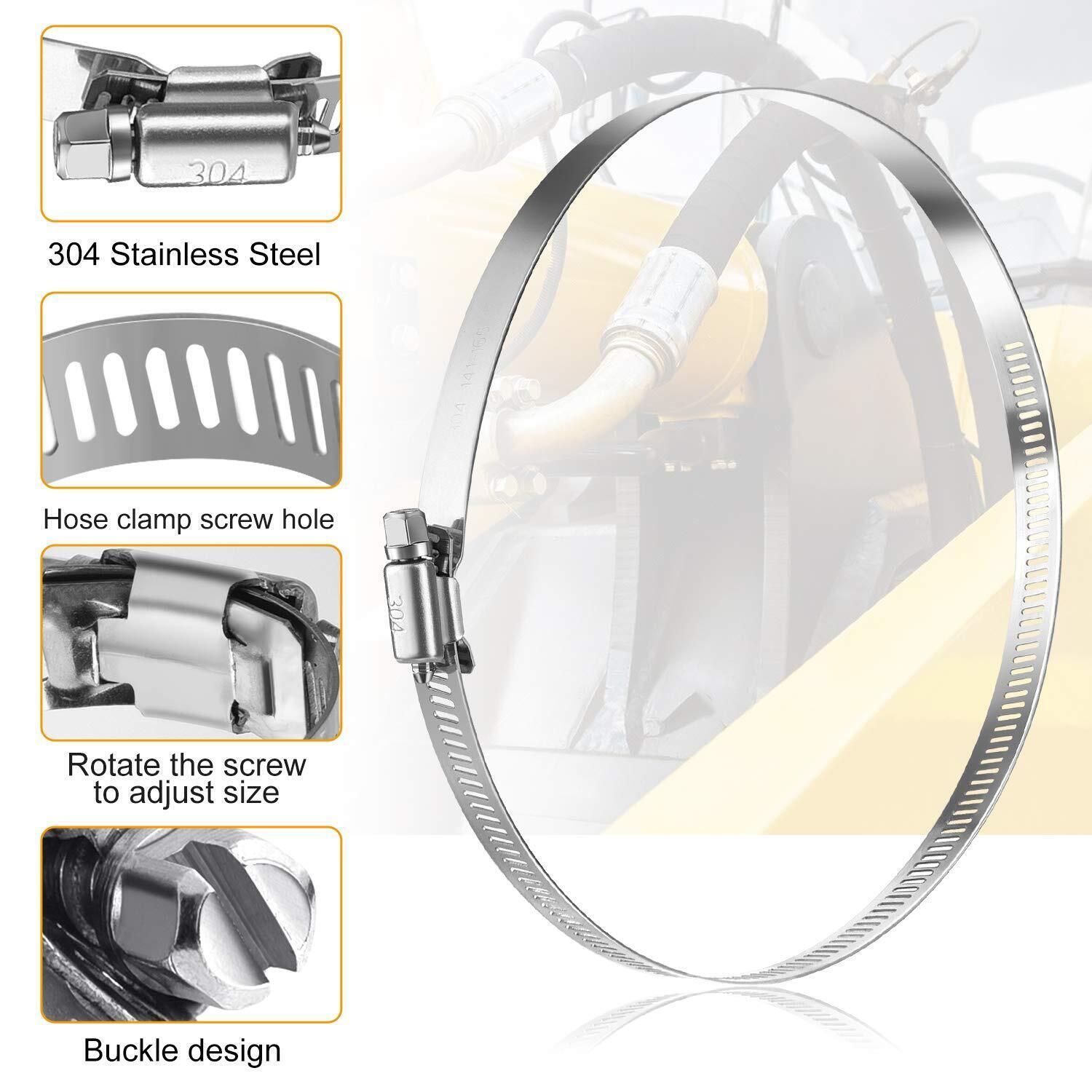 4in 6in 8in 10in 12in Hose Clamp Stainless Steel Duct Clamp Worm Gear Adjustable