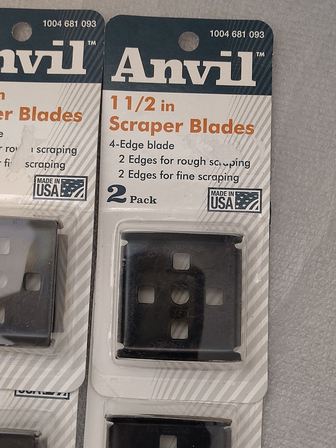 NEW 12 Ct / 6pks Anvil 4 Edge Blade 1-1/2″ Paint Scraper Blades CAN BE SHARPENED