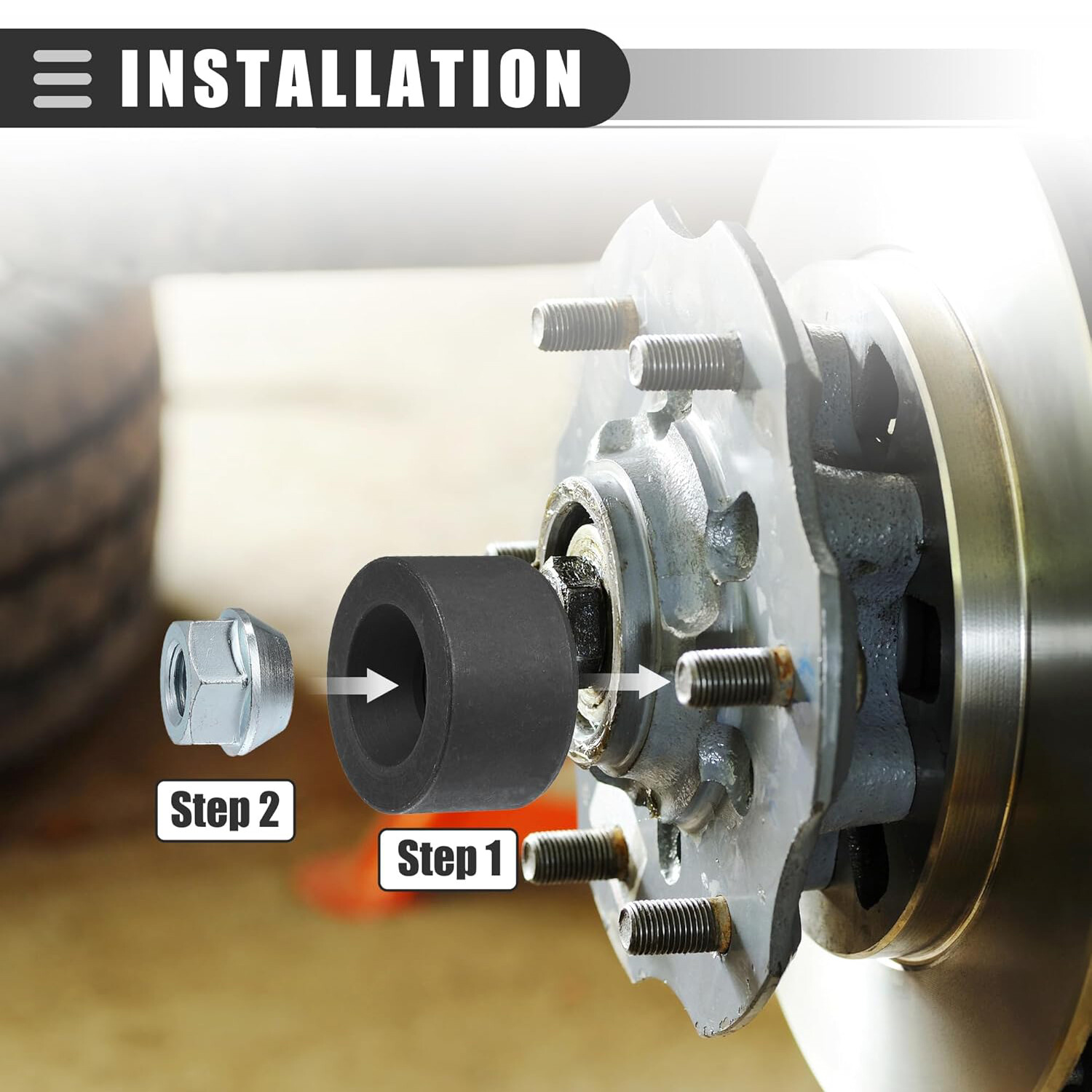 Universal Pack (2) Wheel Stud Installer Tool with 3/4″ Hex Wheel Lug Nuts