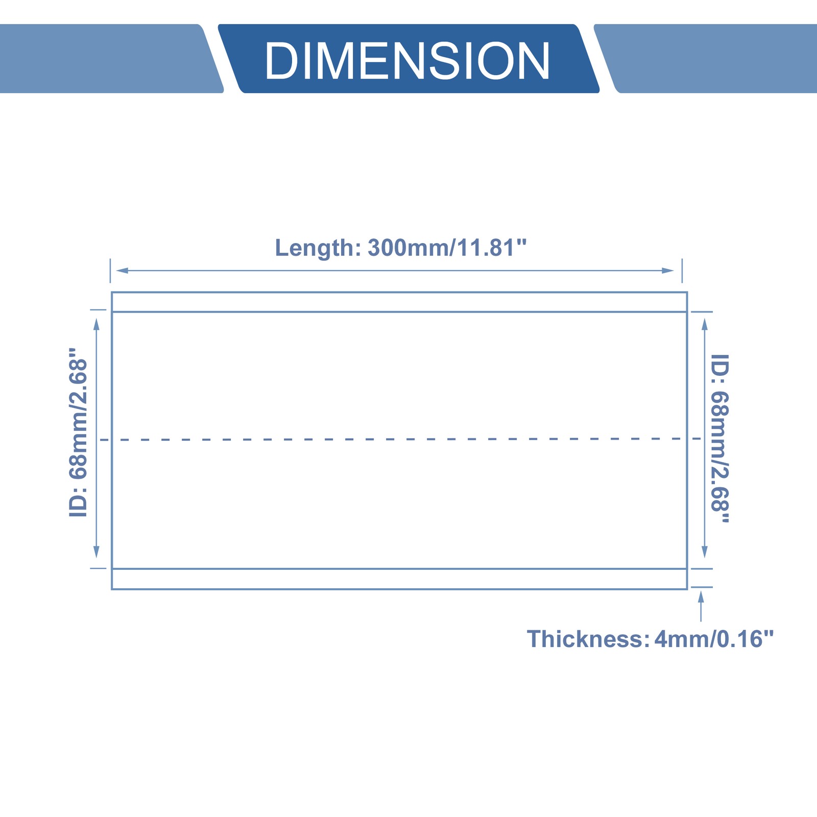 1Pcs 68mm 2.68″ID 300mm 11.81″L 0° Blue Silicone Tube Car Univ.