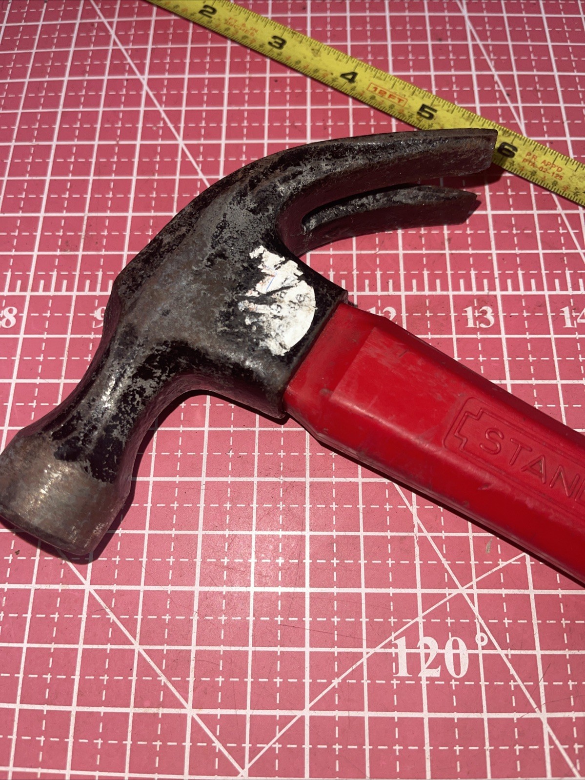 Vintage Stanley USA 13 In Red Fiberglass Handle Claw Hammer 1.9 Lb USA 🇺🇸 13”