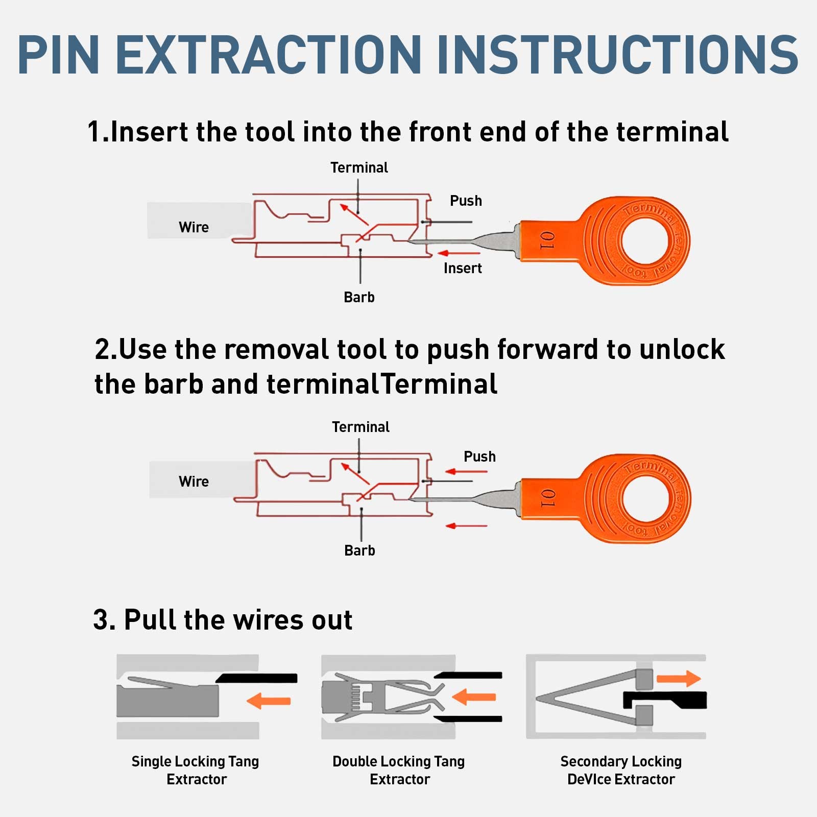Connector Pin Removal Tool Automotive Terminal Depinning Extractor for Car Wire