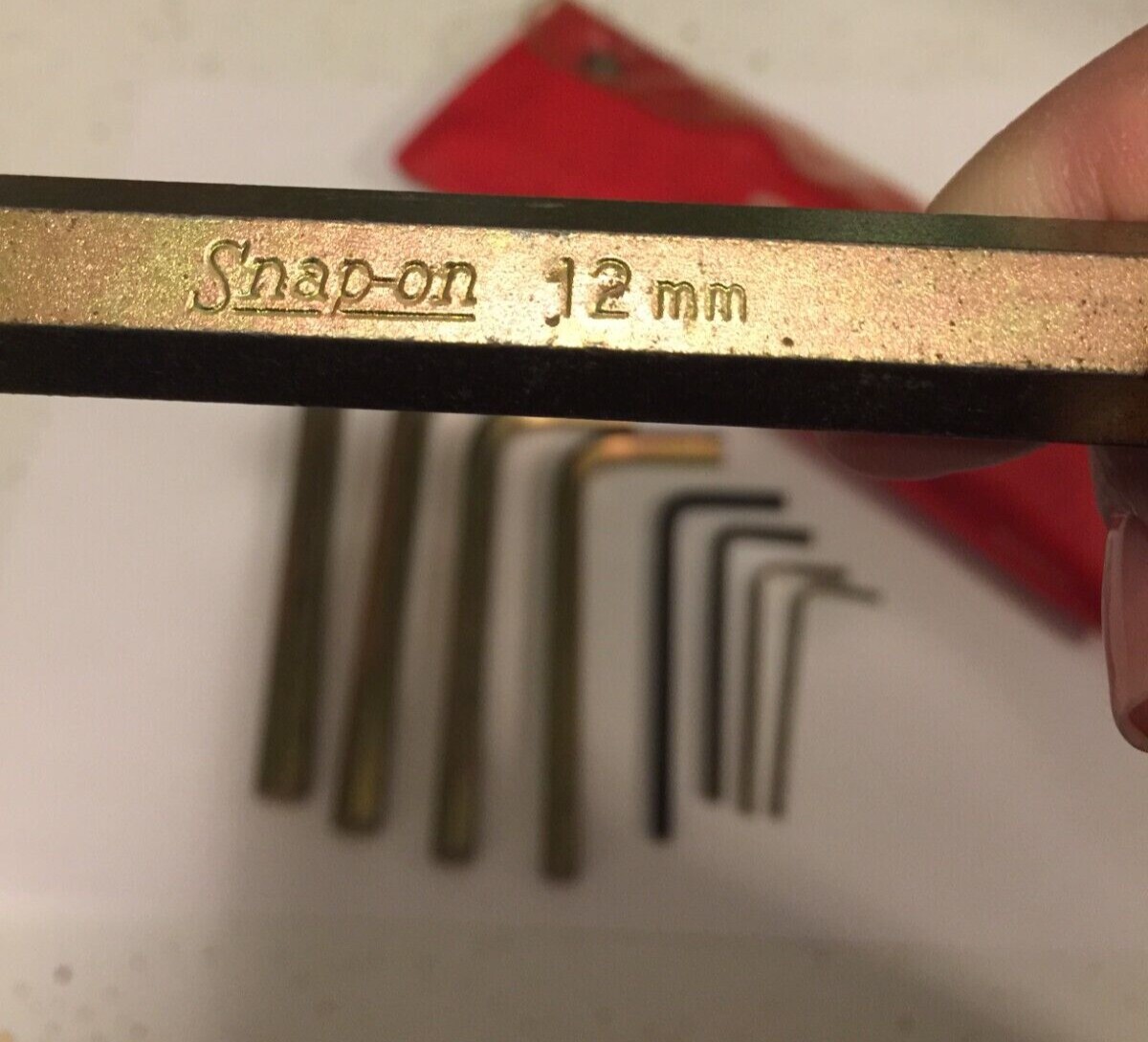 Vintage Snap-on Tools 5 Piece Hex Allen Wrench Set W/ Classic Red Pouch 