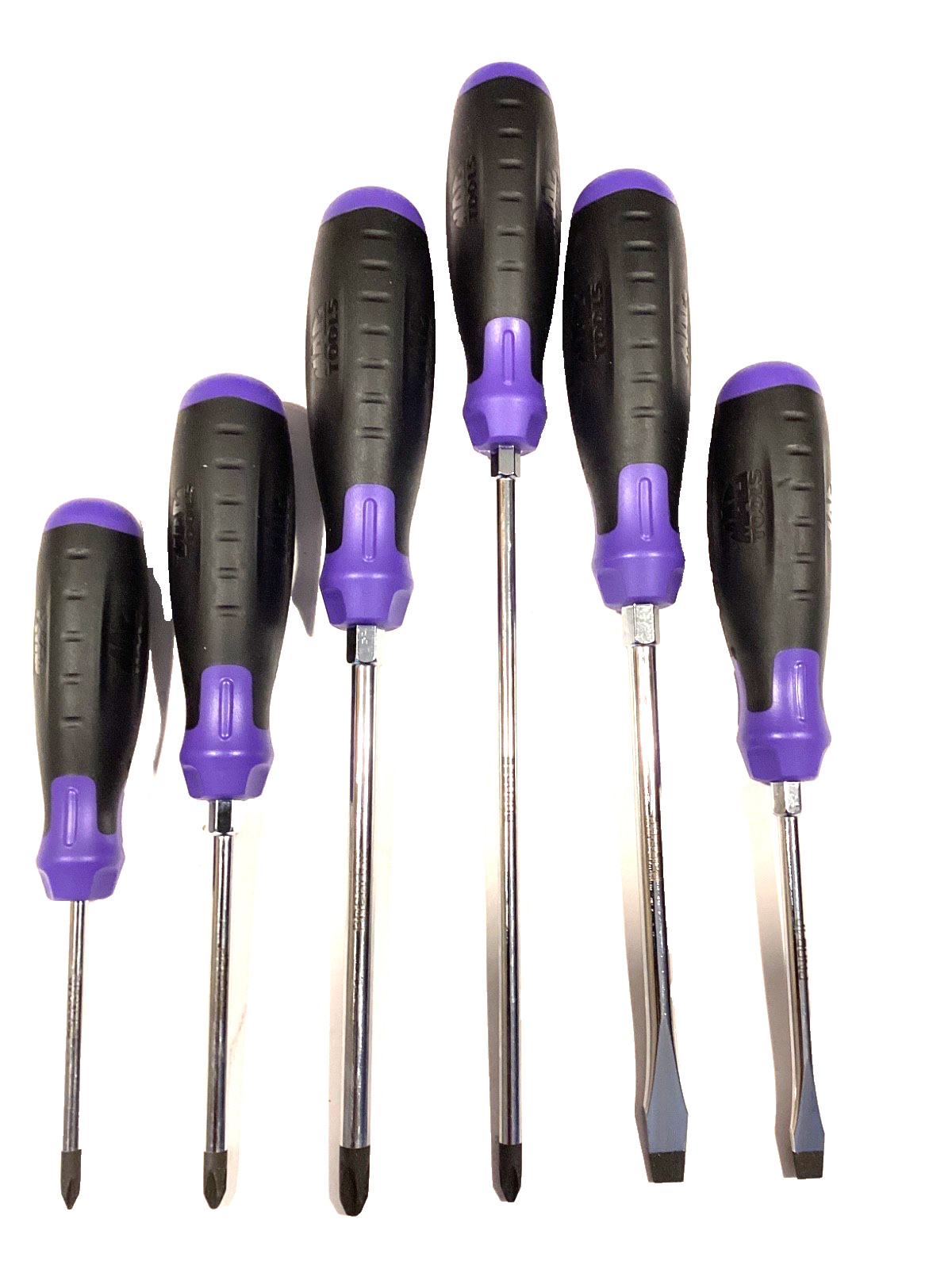 Mac Tools 6 Piece PURPLE Soft Grip Mix Tip Screwdriver Set 4 Phillips 2 Flat NEW