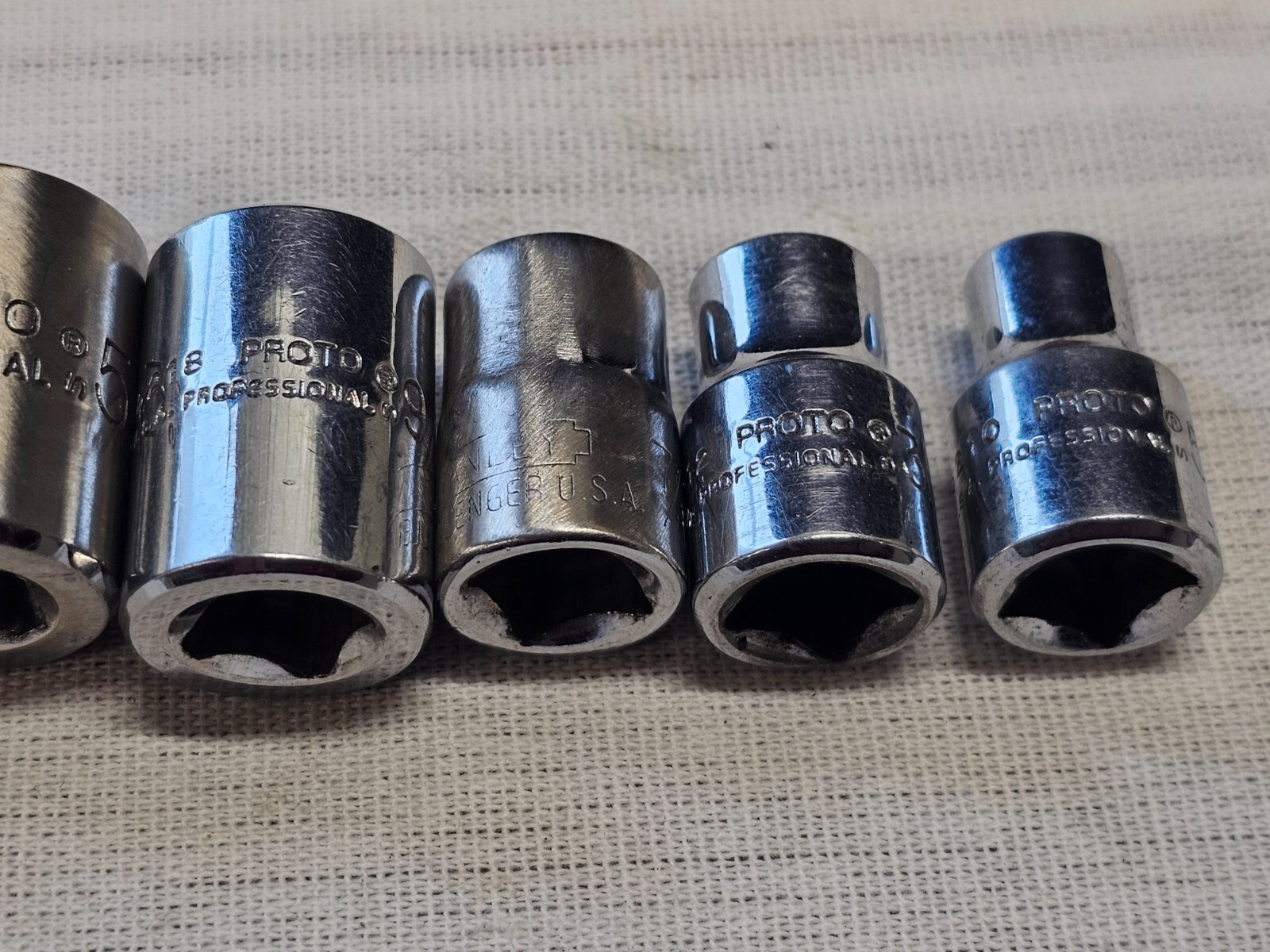 7 Proto Professional Sae Socket Set 3/8″ Drive 7/8 11/16 5/8 9/16 7/16 5/16″ USA