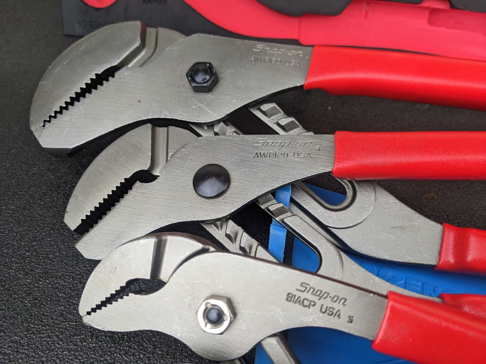 #bp054 Snap-on Tools USA NEW RED Adjustable Joint Pliers Foam Set PLAJ600FR
