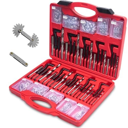 Metric & SAE Thread Repair Kit 262 Pc – M5 M6 M8 M10 M12 & 1/4″ to 1/2″ with Gau