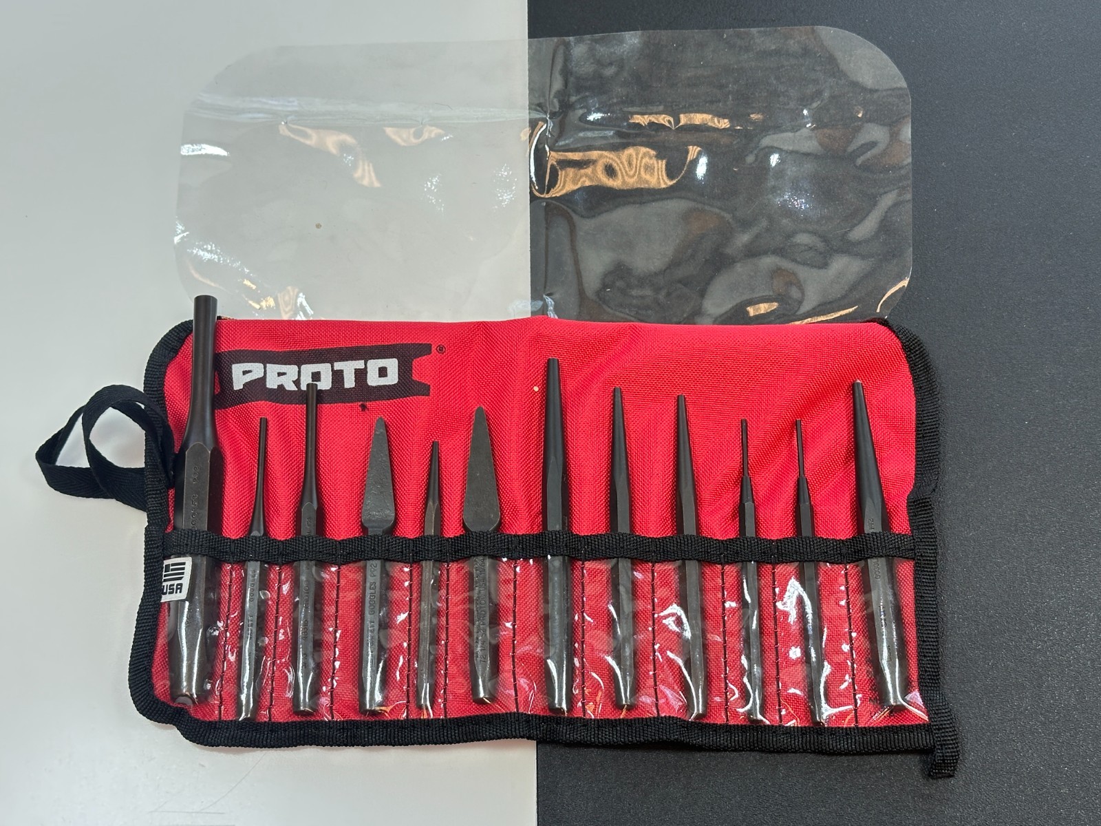 🇺🇸 NEW Proto Tools USA 12 Piece Punch & Chisel Set w/ Kit Bag
