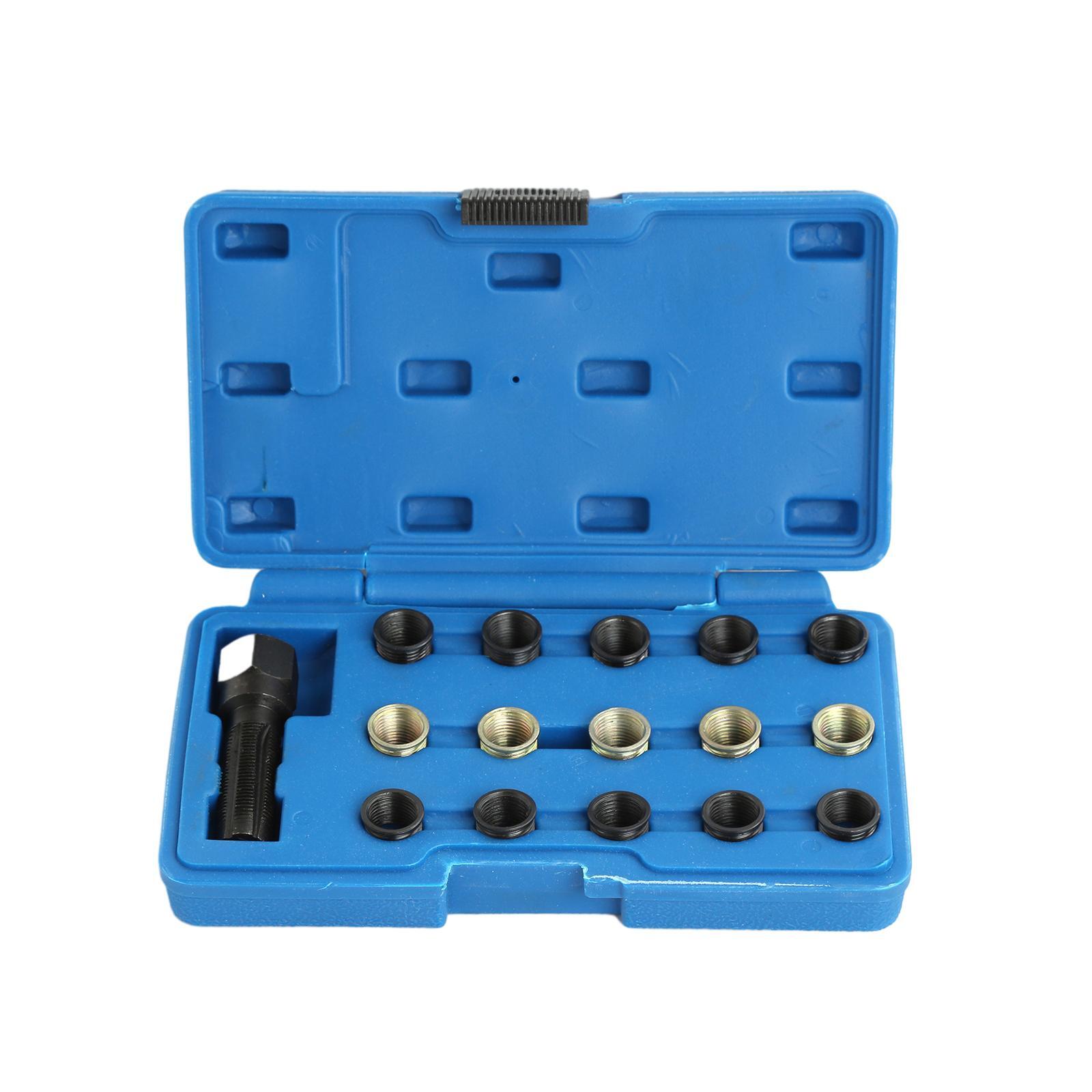 16pc Spark Plug Thread Repair Rethreading Tool Kit Threaded Coil Insert M14x1.25