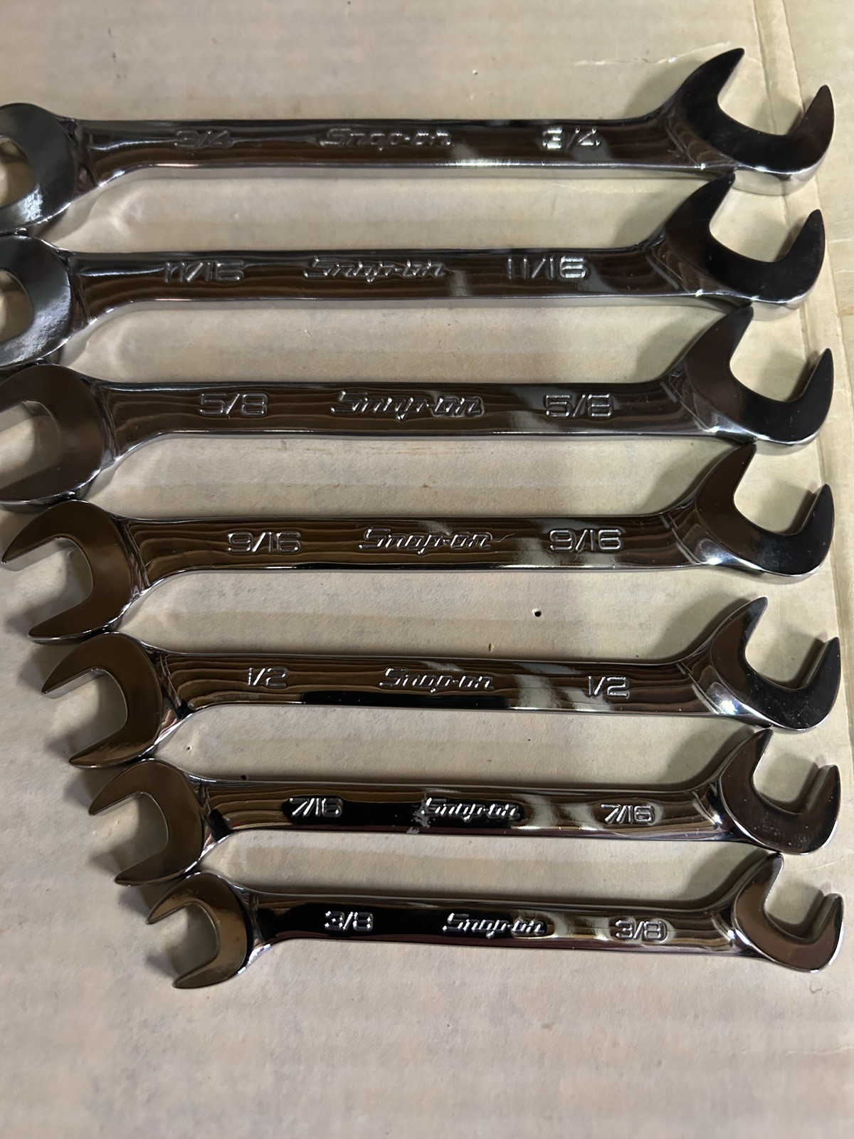 Snap-on 7 pc SAE Four-Way Angle Head Open-End Wrench Set (3/8–3/4″)