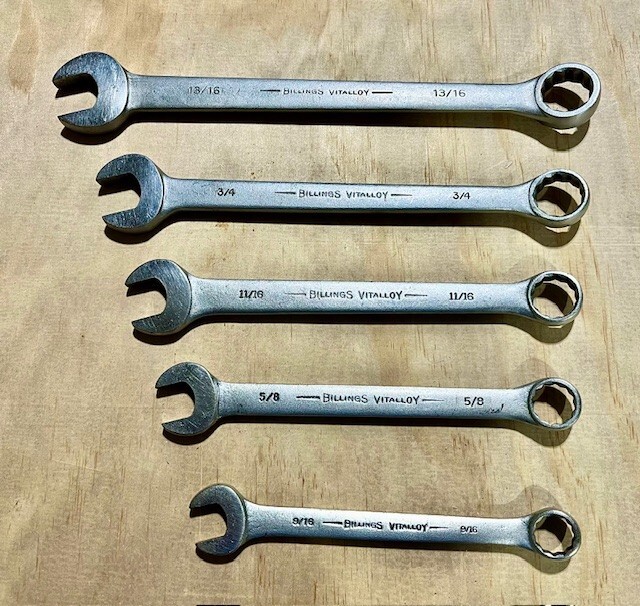 Vintage – BILLINGS VITALLOY – 9/16″ to 13/16″ — 12 Point — 5 pcs. Wrench Set