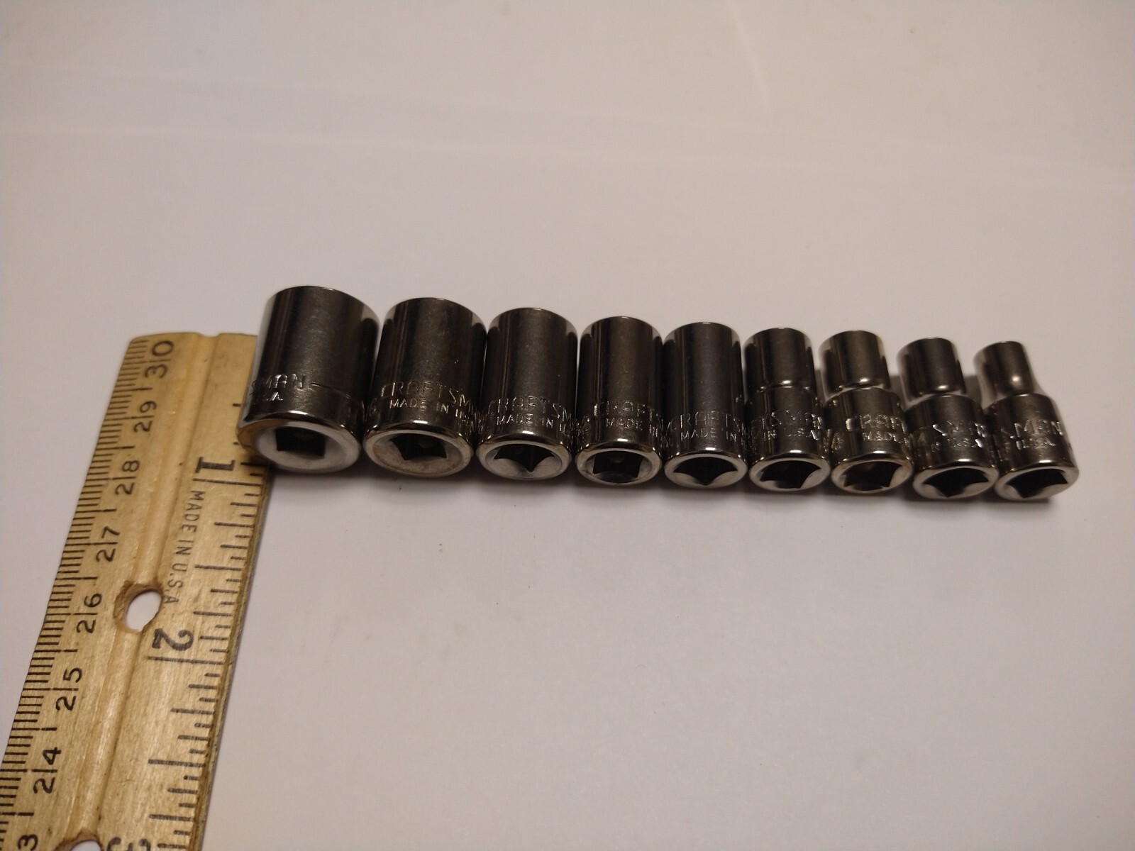 Craftsman 9 Socket Set 1/4″ Drive 6 Pt SAE Shallow G 3/16″ – 1/2″ NOS USA G347