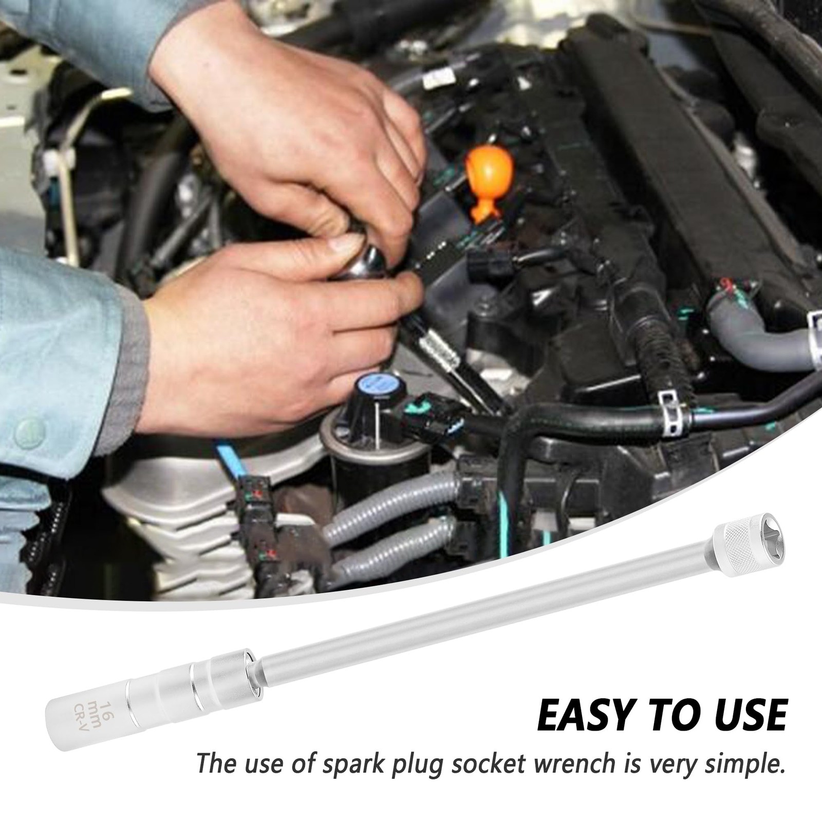 New 16MM Thin Wall Magnetic Swivel Spark Plug Socket 12-Point Removal Tool