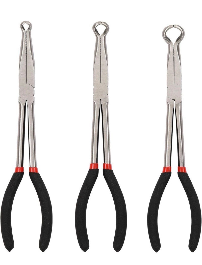 CASOMAN 3Pcs 11″ Hose Gripper Plier Set, Black & Red, 5/16-Inch, 1/2-Inch, 3/4-I