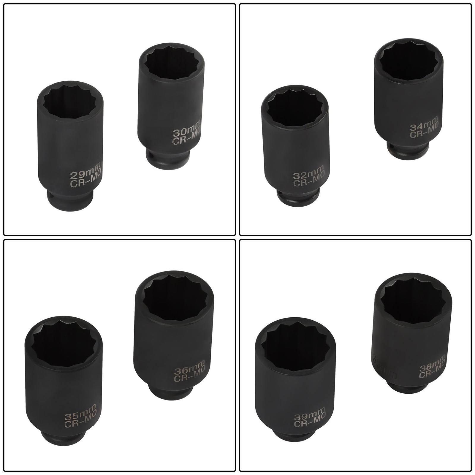 LABLT 8pcs 1/2″ Drive Deep Spindle Axle Nut Impact Socket Set 12 Point 29-39mm