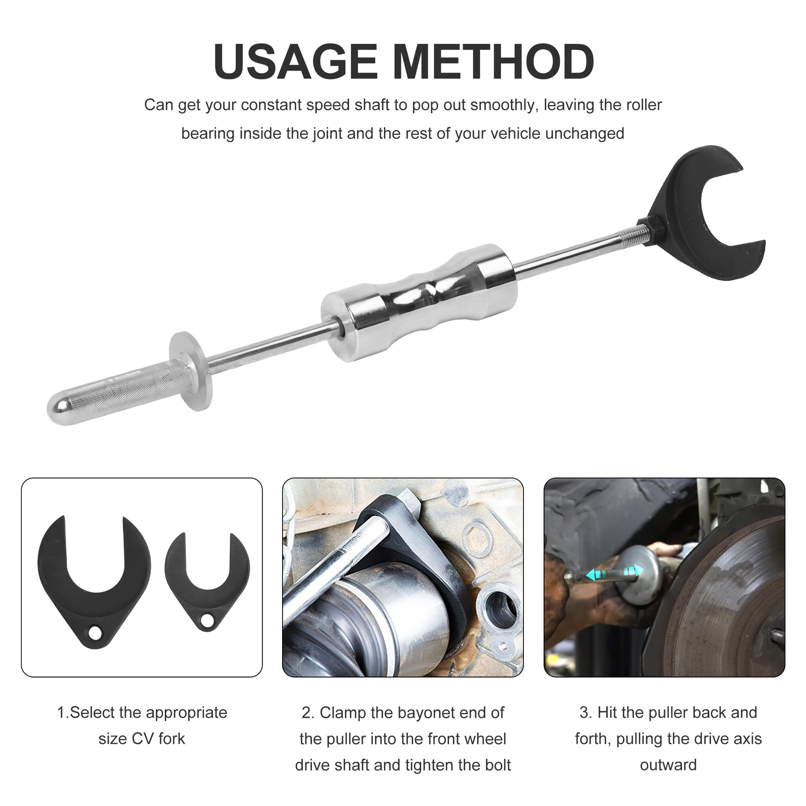 Axle Half Shaft Removal Tools Kit CV Joint Puller Slide Hammer Front Wheel Drive