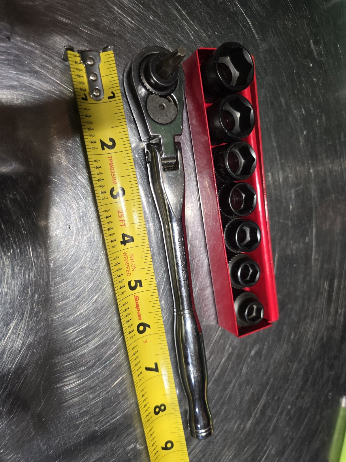 MATCO TOOLS MILTARY PASSTHTOUGH RATCHET AND SOCKET SET SAE. BIT DRIVER INCLUDED